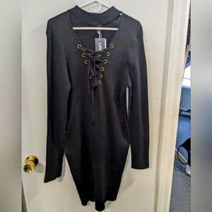 NWT! Love University black ribbed dress